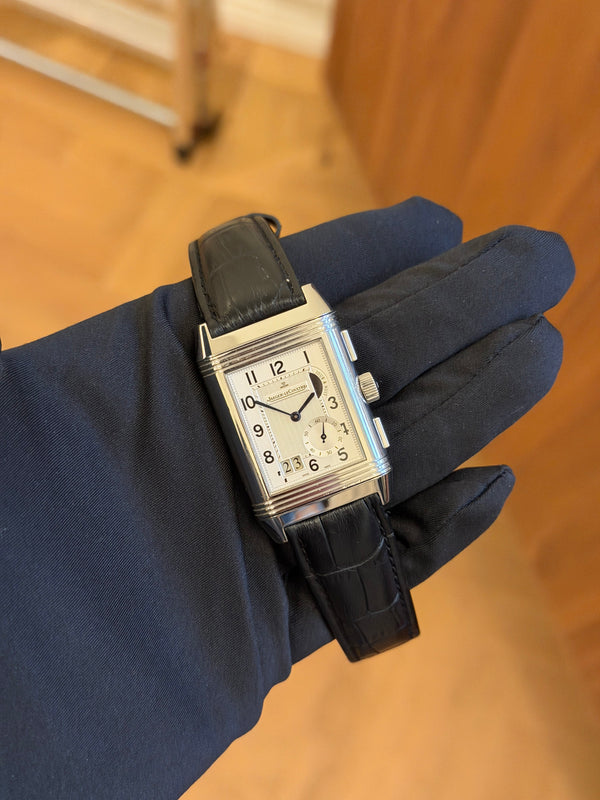 Jaeger-LeCoultre Watch Reverso Grande Duo Q3028420 - Silver & Black Dial Dual Time - Papers Only - 2012