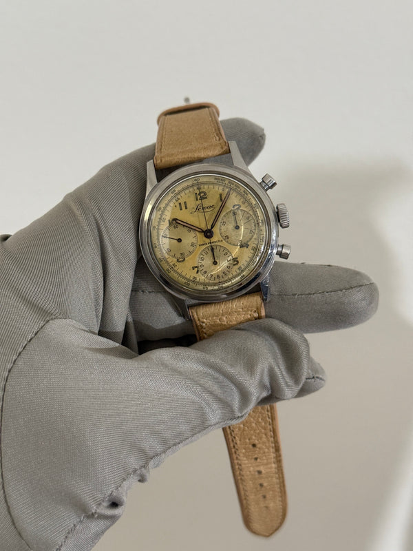 Lemac Watch Chronograph 765 - Tri-Compax Cream Dial - Watch Only - ca. 1940's