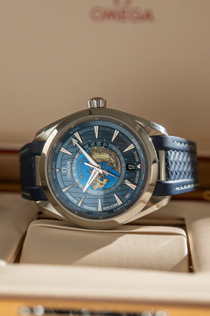 Omega Watch Seamaster Aqua Terra Worldtimer 220.10.43.22.03.001 - Blue Dial - Full Set (2024)