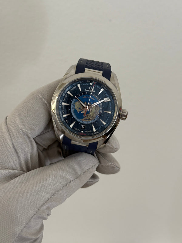 Omega Watch Seamaster Aqua Terra Worldtimer 220.10.43.22.03.001 - Blue Dial - Full Set (2024)