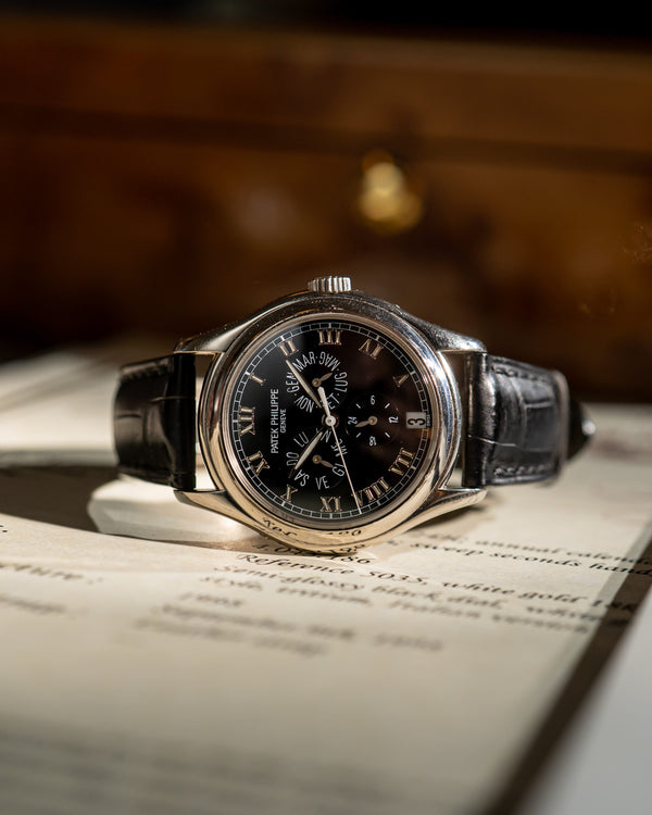 Patek Philippe Watch Annual Calendar 5035G - Black Dial White Gold - Archive Extract (1998)
