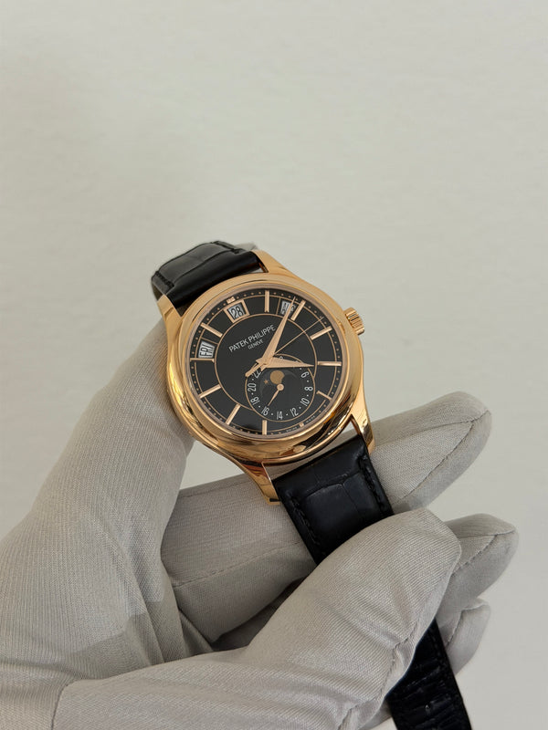 Patek Philippe Watch Annual Calendar 5205R-010 - Rose Gold Black Dial - Full Set - 2023