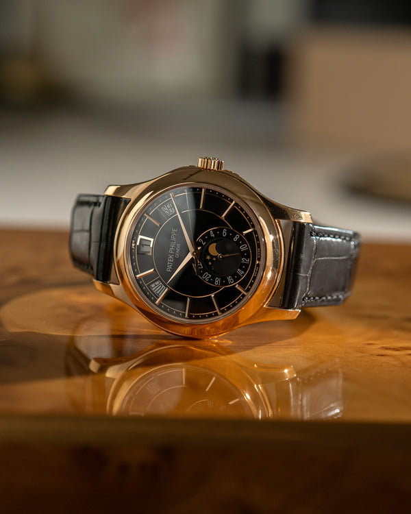 Patek Philippe Watch Annual Calendar 5205R-010 - Rose Gold Black Dial - Full Set - 2023