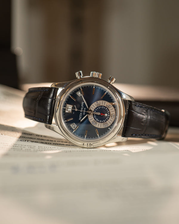 Patek Philippe Watch Annual Calendar Chronograph 5960P-015 - Platinum Blue Dial - Full Set (2010)