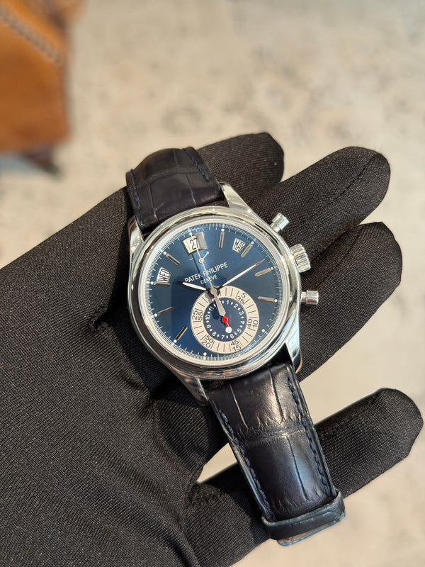 Patek Philippe Watch Annual Calendar Chronograph 5960P-015 - Platinum Blue Dial - Full Set (2010)