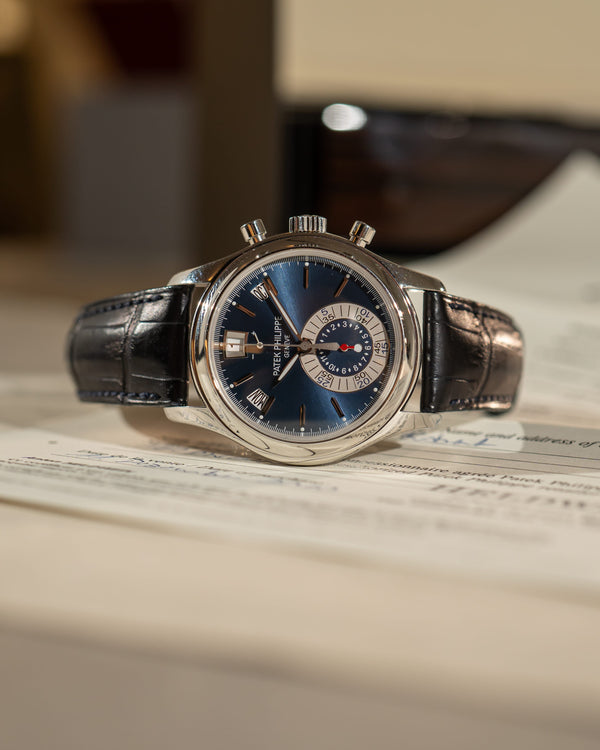 Patek Philippe Watch Annual Calendar Chronograph 5960P-015 - Platinum Blue Dial - Full Set (2010)