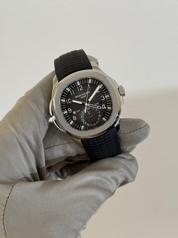 Patek Philippe Watch Aquanaut Travel Time 5164A - Black Embossed Dial - Full Set, Serviced 2024 - 2013