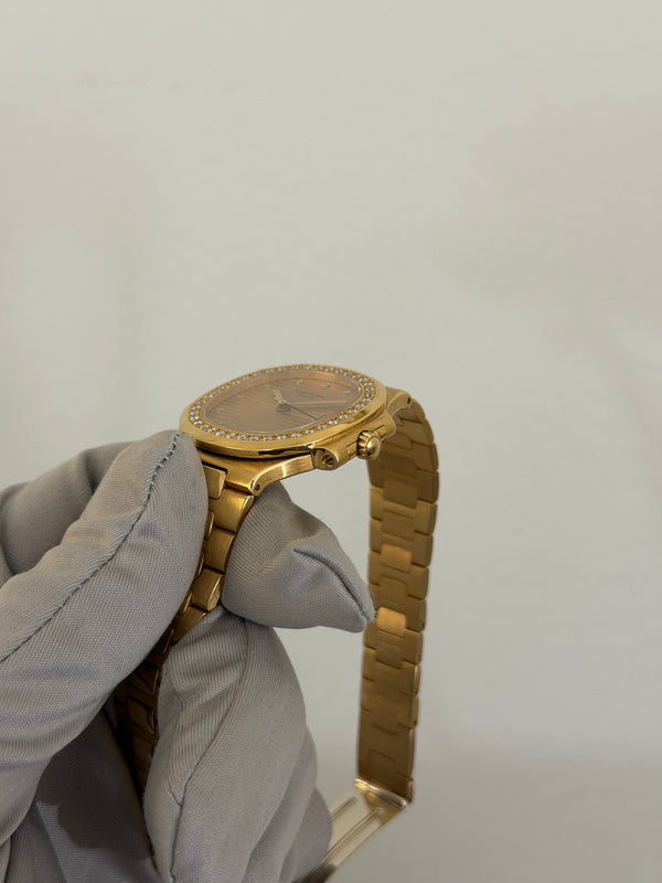 Patek Philippe Watch Nautilus 3800/3 - Yellow Gold - Factory Diamond Bezel & Dial - Box & Extract (1984)