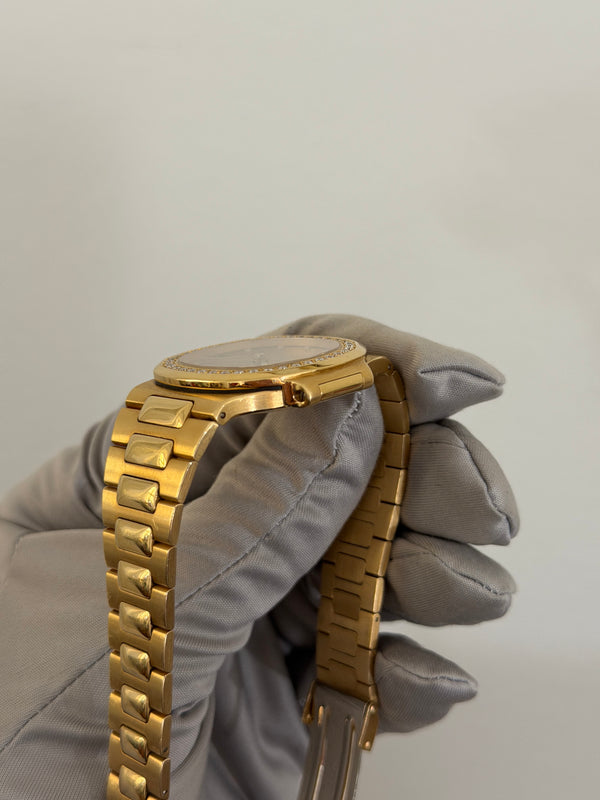 Patek Philippe Watch Nautilus 3800/3 - Yellow Gold - Factory Diamond Bezel & Dial - Box & Extract (1984)