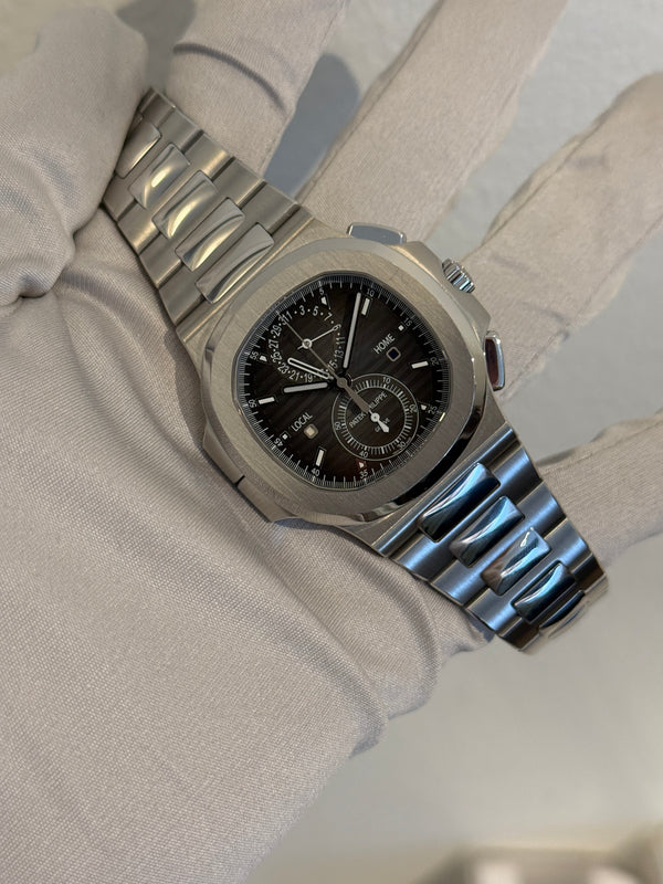 Patek Philippe Watch Nautilus Travel Time Chronograph 5990/1A - Black Gradient Dial - Full Set - 2018