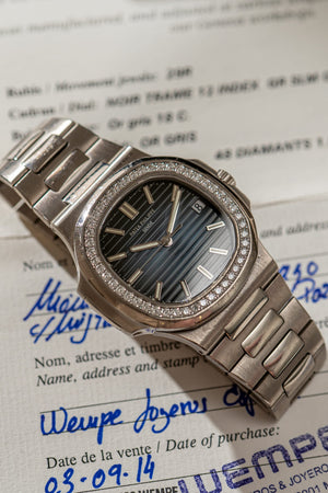 Patek Philippe Watch Patek Philippe Nautilus 5713/1G-010 - White Gold Diamond Bezel - Full Set - 2014