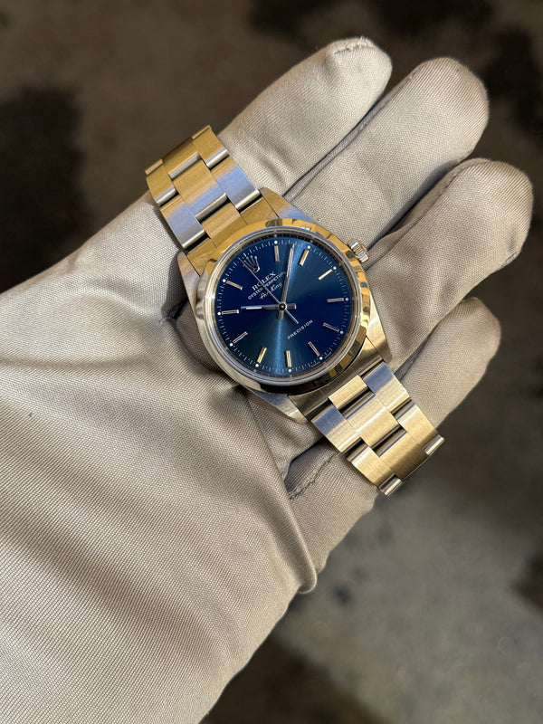 Rolex Watch Air-King 14000 - Blue Dial - Service Case - Box & Service Papers - 1992