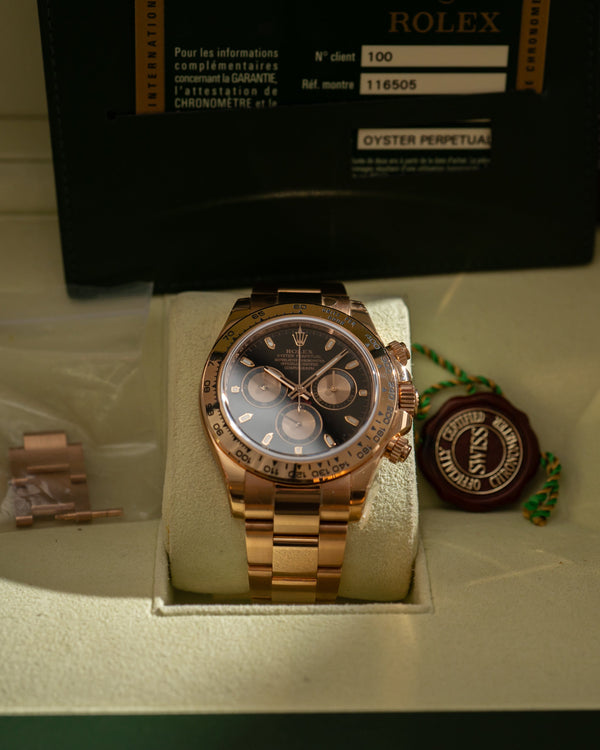 Rolex Cosmograph Daytona 116505 - Everose Gold - Black Dial - Full Set (2013)
