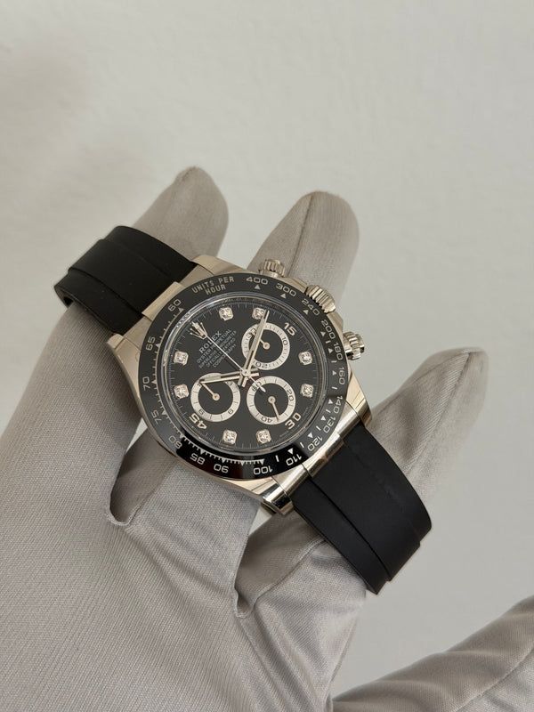 Rolex Watch Cosmograph Daytona 116519LN - White Gold Black Diamond Dial - Full Set - 2022