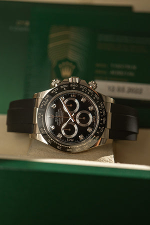 Rolex Watch Cosmograph Daytona 116519LN - White Gold Black Diamond Dial - Full Set - 2022