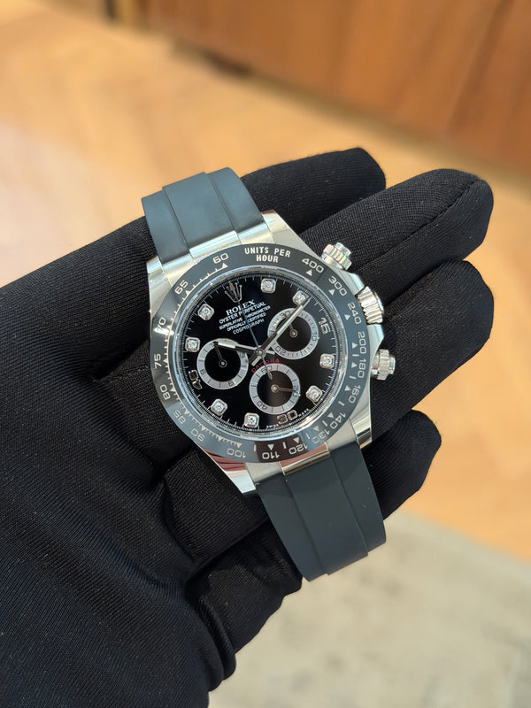 Rolex Watch Cosmograph Daytona 116519LN - White Gold - Black Diamond Dial - Oysterflex - Box & Card (2020)