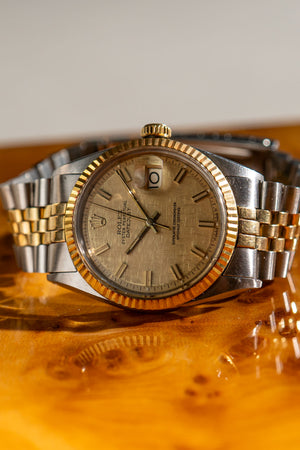 Rolex Watch Datejust 1601/3 - Champagne Linen Dial - Two-Tone Jubilee - ca. 1975