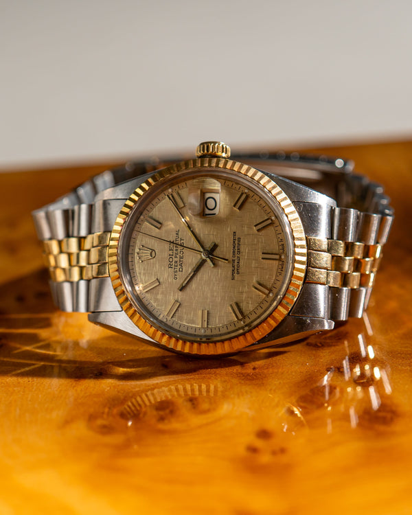 Rolex Watch Datejust 1601/3 - Champagne Linen Dial - Two-Tone Jubilee - ca. 1975