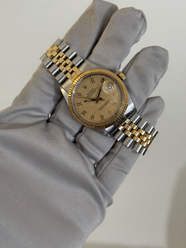 Rolex Watch Datejust 1601/3 - Champagne Linen Dial - Two-Tone Jubilee - ca. 1975