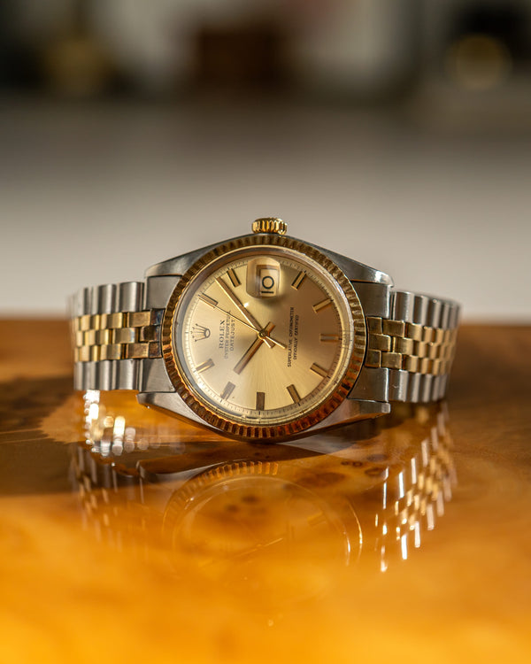 Rolex Watch Datejust 1601/3 - Champagne Wide Boy Dial - 14k Yellow Gold & Steel - Watch Only (1971)