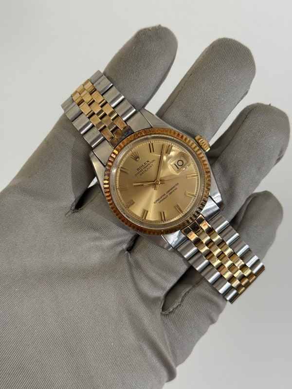 Rolex Watch Datejust 1601/3 - Champagne Wide Boy Dial - 14k Yellow Gold & Steel - Watch Only (1971)