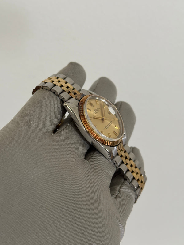 Rolex Watch Datejust 1601/3 - Champagne Wide Boy Dial - 14k Yellow Gold & Steel - Watch Only (1971)