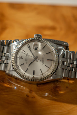 Rolex Watch Datejust 1601 - Silver Dial - White Gold Fluted Bezel - Watch Only - ca. 1973