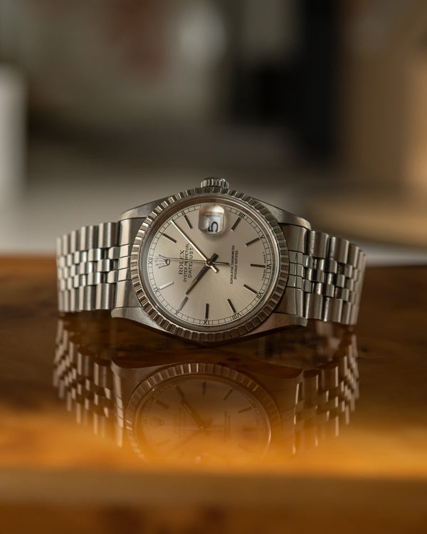 Rolex Watch Datejust 16220 - Engine-Turned Bezel - Silver Dial - Watch Only (1996)