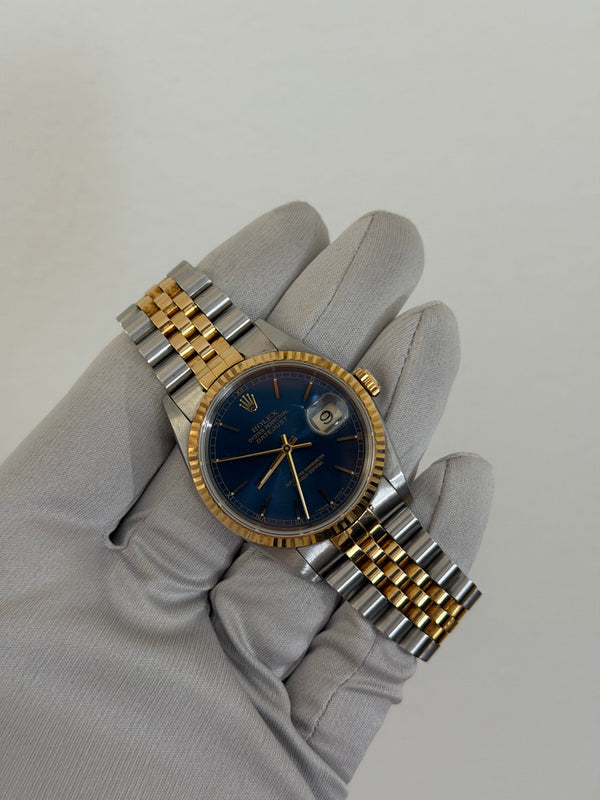 Rolex Watch Datejust 16233 - Blue Dial - Steel/Yellow Gold - Watch Only - 1996