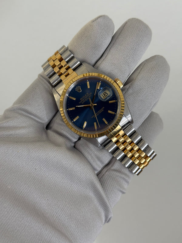Rolex Watch Datejust 16233 - Blue Dial Two-Tone Jubilee - Papers - 1996