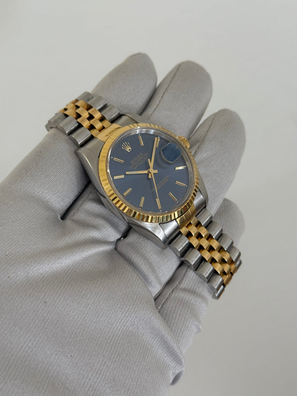 Rolex Watch Datejust 16233 - Blue Dial Two-Tone Jubilee - Papers - 1996