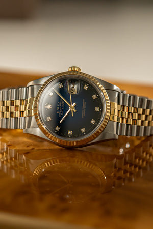 Rolex Watch Datejust 16233 - Blue Vignette Diamond Dial - Watch Only - ca. 1989