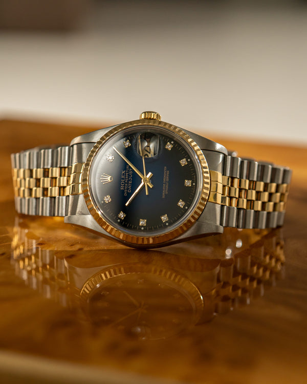 Rolex Watch Datejust 16233 - Blue Vignette Diamond Dial - Watch Only - ca. 1989