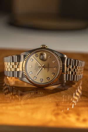 Rolex Watch Datejust 16233 - Champagne Diamond Dial - Watch Only - 1991