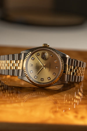 Rolex Watch Datejust 16233 - Two-Tone Champagne Diamond Dial - Watch Only - 1994