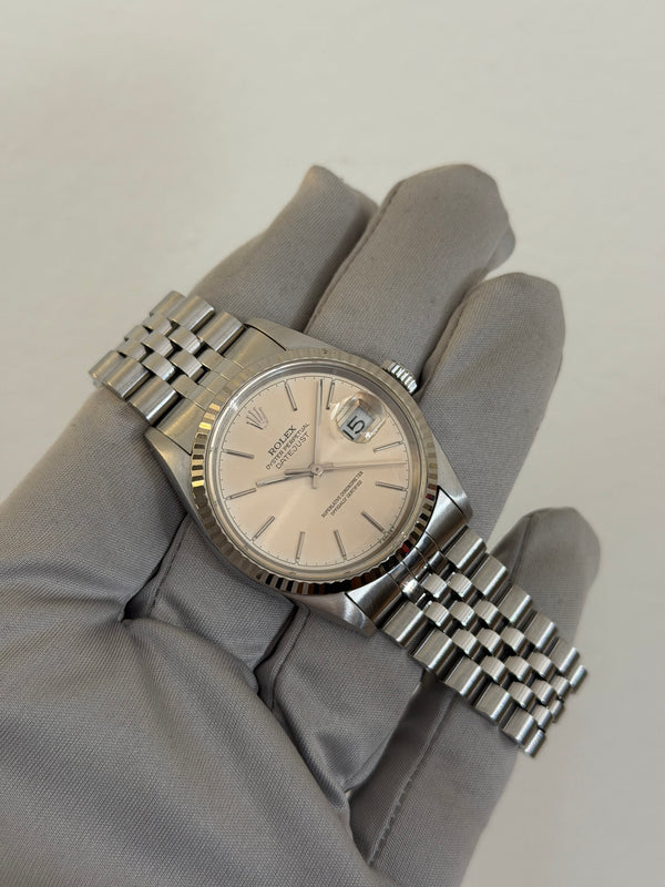 Rolex Watch Datejust 16234 - Silver Stick Dial - Papers & Serial Tag - 1995