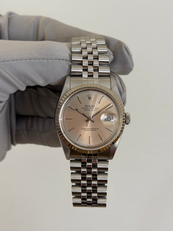 Rolex Watch Datejust 16234 - Silver Stick Dial - Papers & Serial Tag - 1995