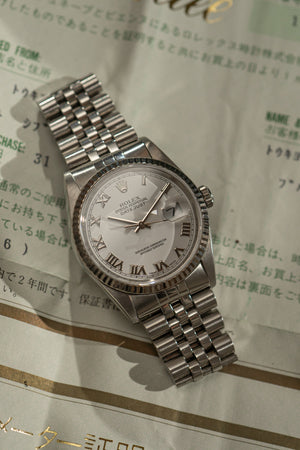 Rolex Datejust 16234 - White Roman Dial - Full Set (1998)