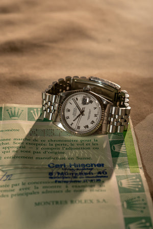 Rolex Datejust 16234 – White Roman Dial – With Papers (1992)