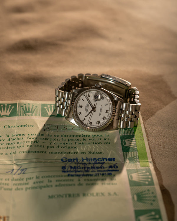 Rolex Datejust 16234 – White Roman Dial – With Papers (1992)