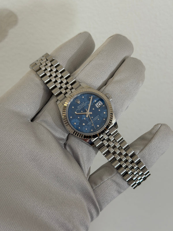 Rolex Watch Datejust 31 278274 - Blue Floral Diamond Dial - Jubilee - Full Set (2024)