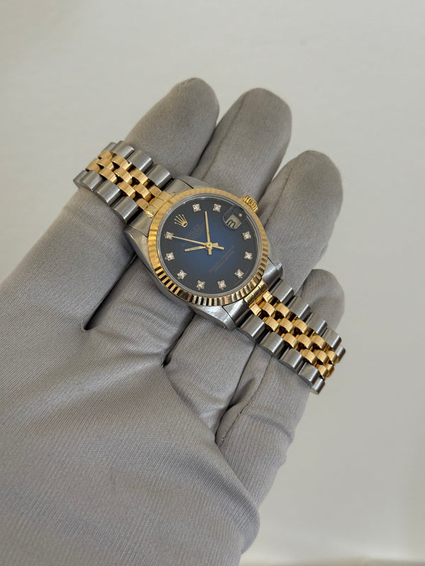 Rolex Watch Datejust 31 68273 - Blue Vignette Diamond Dial - Two-Tone - Papers Only - 1994