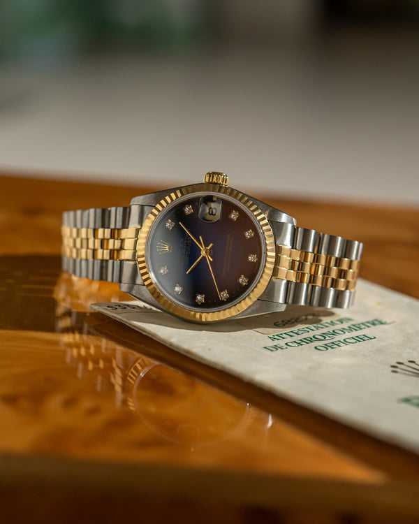 Rolex Watch Datejust 31 68273 - Blue Vignette Diamond Dial - Two-Tone - Papers Only - 1994