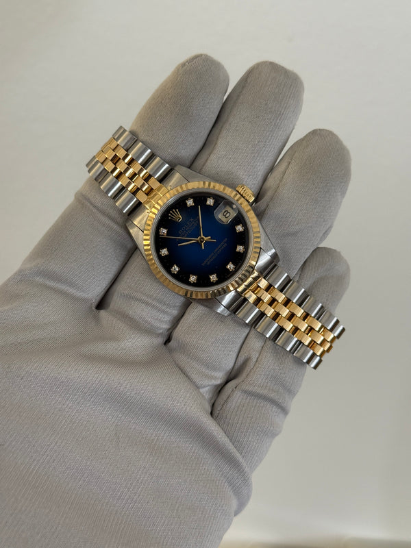 Rolex Watch Datejust 31 68273 - Blue Vignette Diamond Dial - Two-Tone - Papers Only - 1994