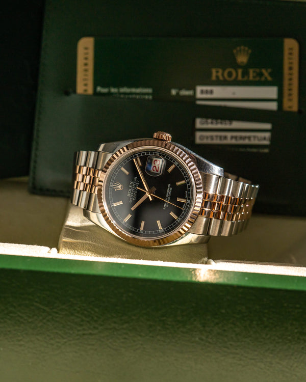 Rolex Watch Datejust 36 116231 - Two-Tone Steel & Everose - Black Diamond Dial - Full Set (2012)