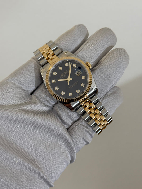 Rolex Watch Datejust 36 116233 - Black Diamond Dial - Full Set - 2014