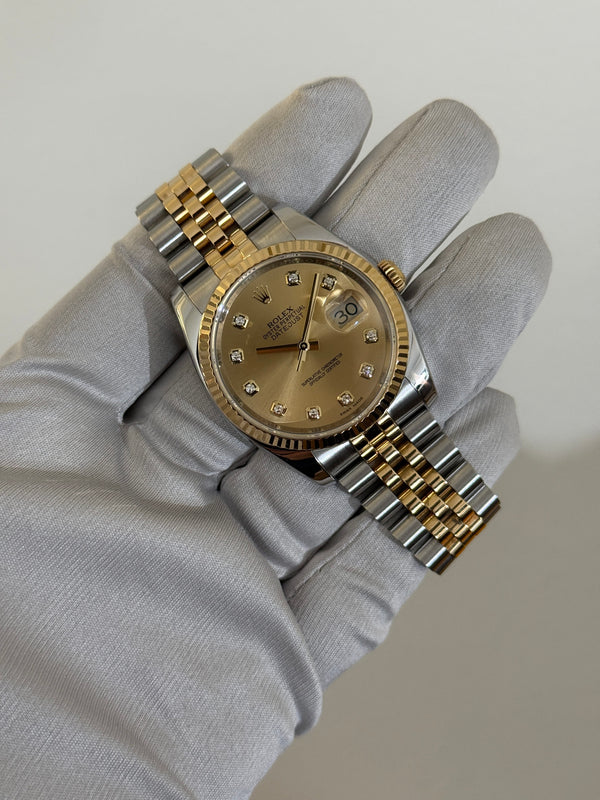 Rolex Watch Datejust 36 116233 - Champagne Diamond Dial - Box & Papers (2018)