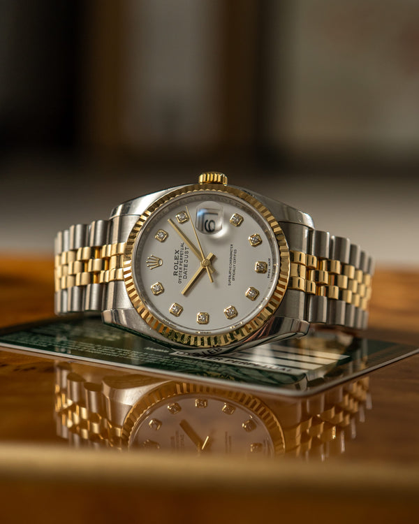 Rolex Watch Datejust 36 116233 - White Diamond Dial - Two-Tone - Warranty Card - 2010