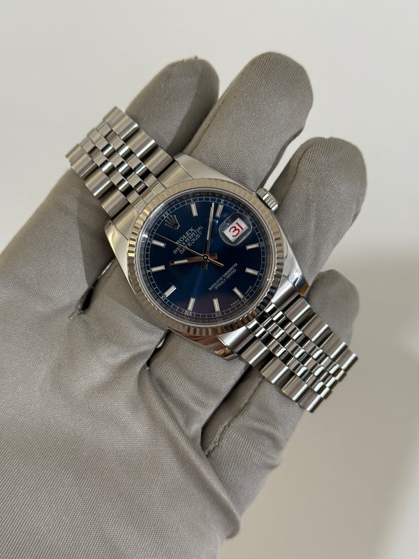 Rolex Watch Datejust 36 116234 - Blue Stick Dial - Rolex CPO - Full Set (2018)