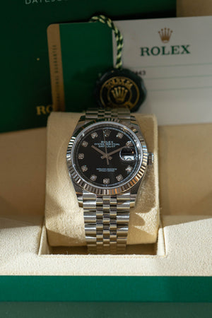 Rolex Datejust 36 126234 - Black Factory Diamond Dial - Box & Certificate (2020)
